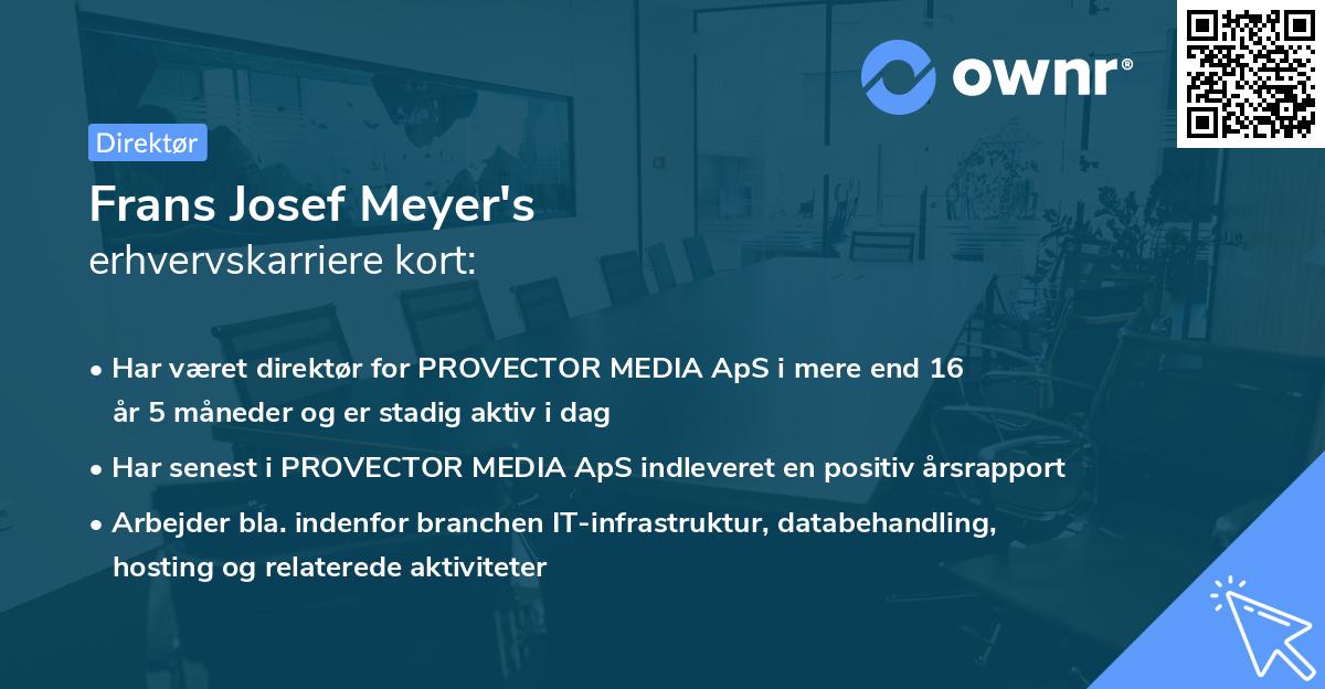 Frans Josef Meyer's erhvervskarriere kort