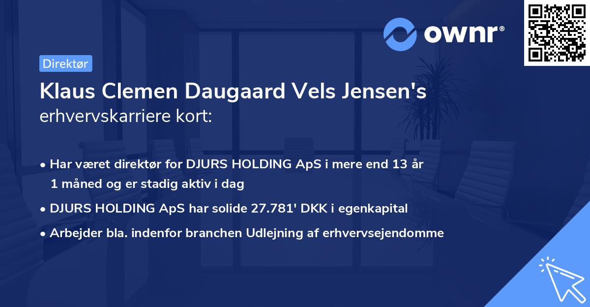 Klaus Clemen Daugaard Vels Jensen's erhvervskarriere kort