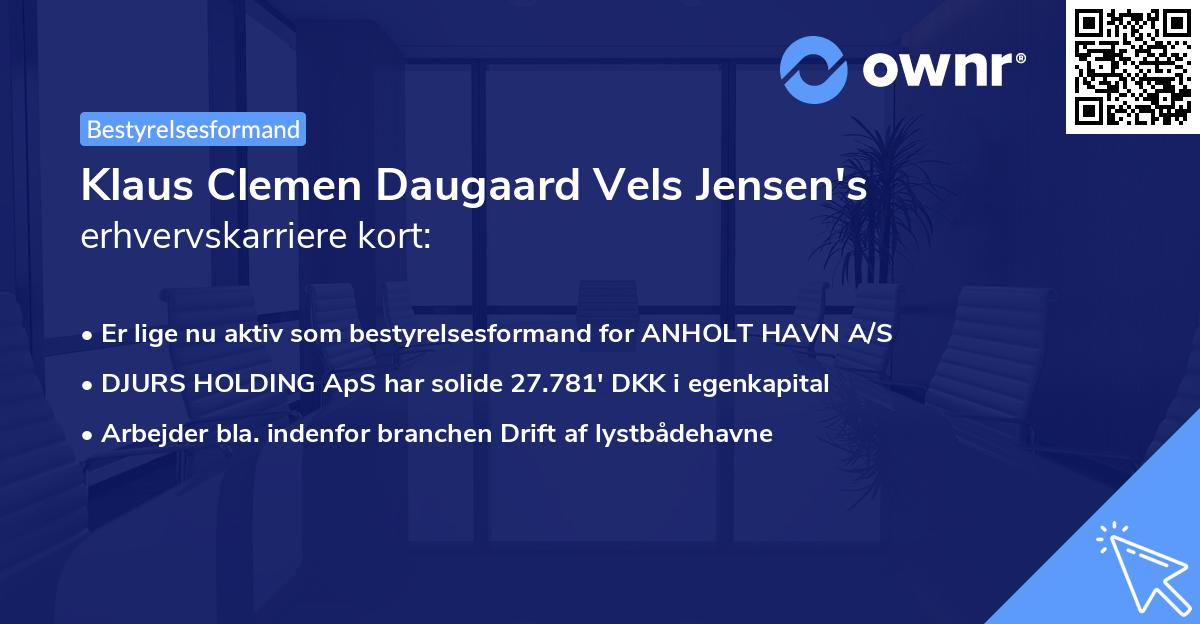 Klaus Clemen Daugaard Vels Jensen's erhvervskarriere kort
