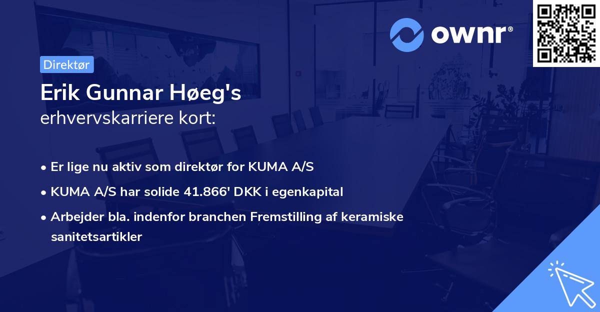 Erik Gunnar Høeg's erhvervskarriere kort