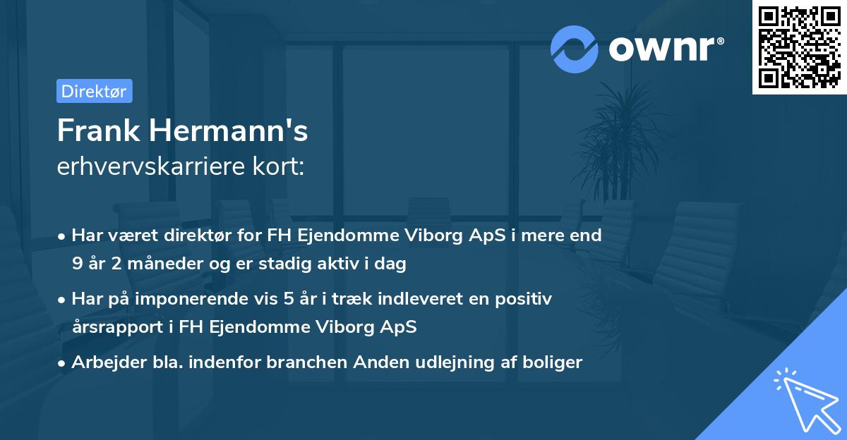 Frank Hermann's erhvervskarriere kort