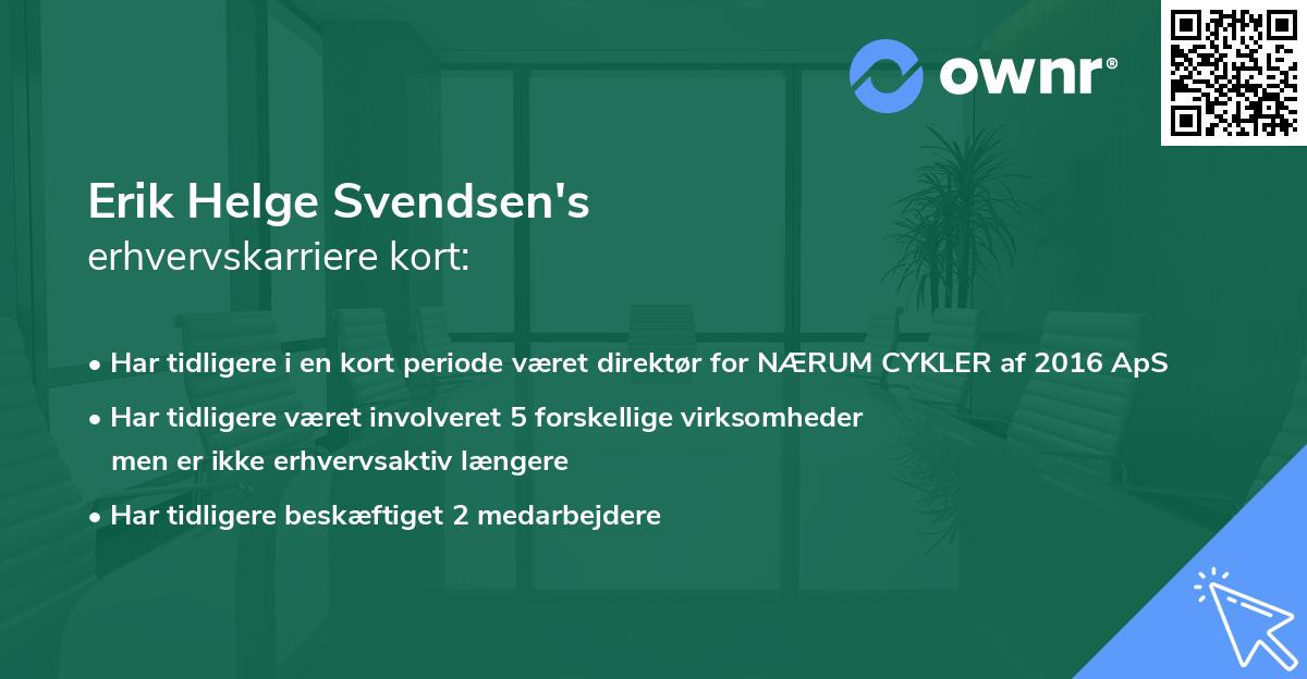 Erik Helge Svendsen's erhvervskarriere kort