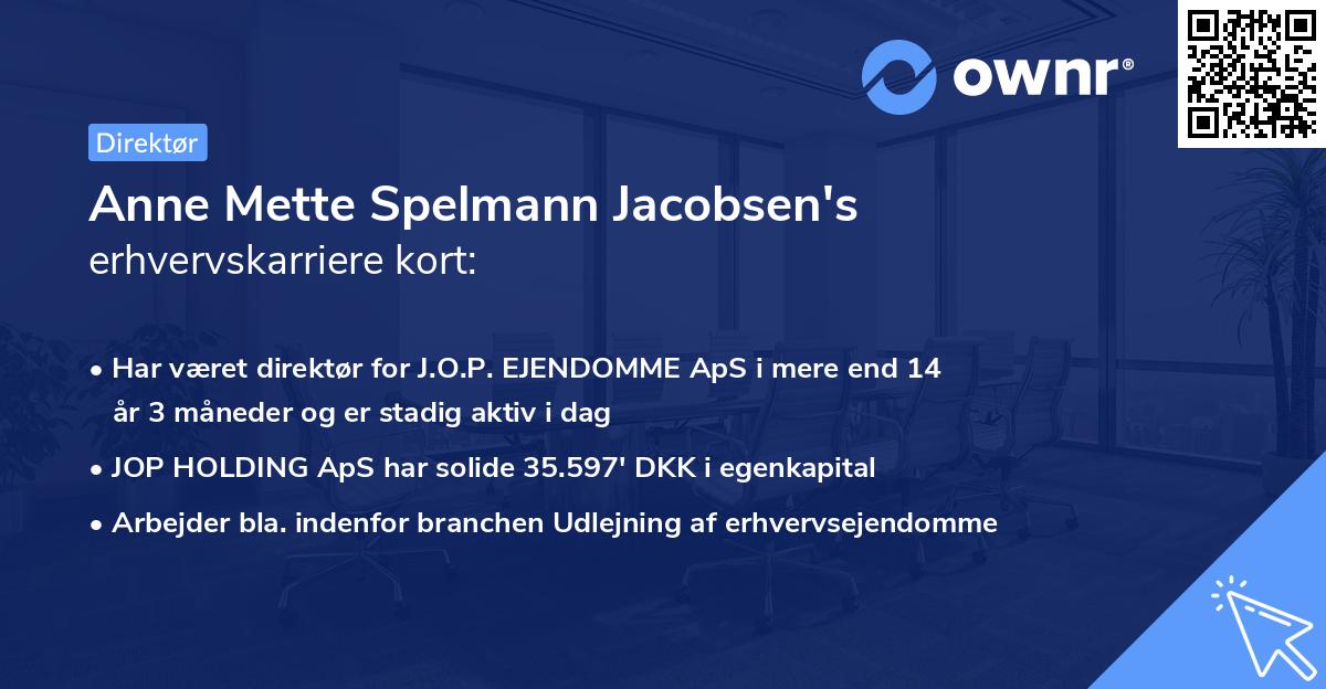 Anne Mette Spelmann Jacobsen's erhvervskarriere kort