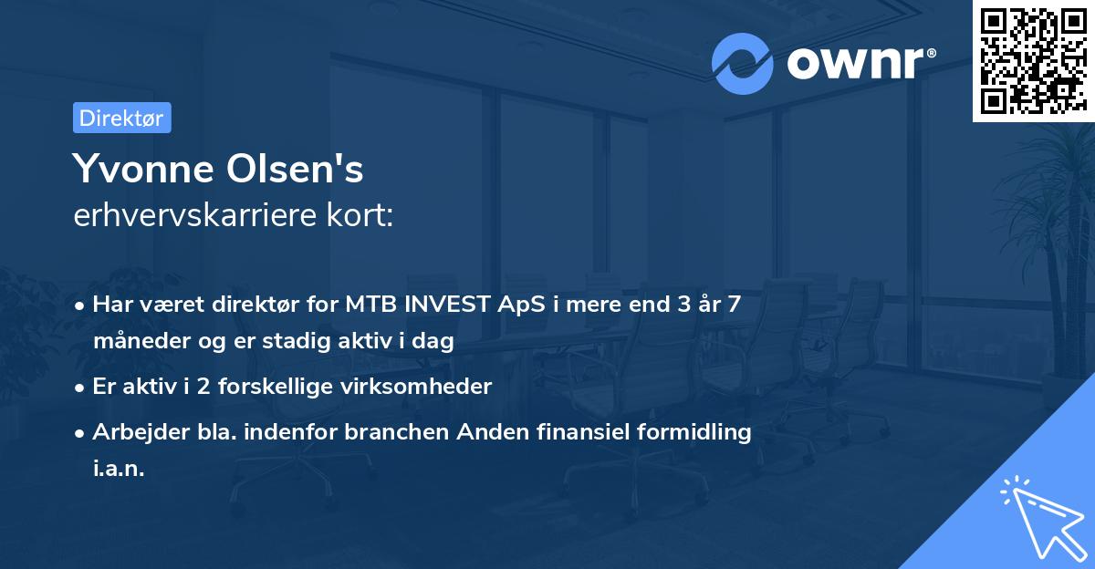 Yvonne Olsen's erhvervskarriere kort
