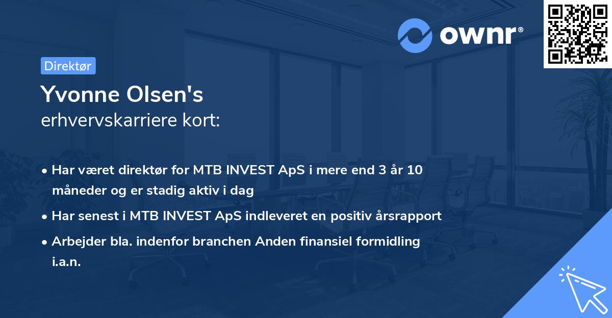 Yvonne Olsen's erhvervskarriere kort