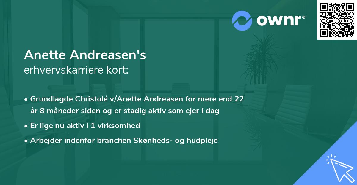 Anette Andreasen's erhvervskarriere kort