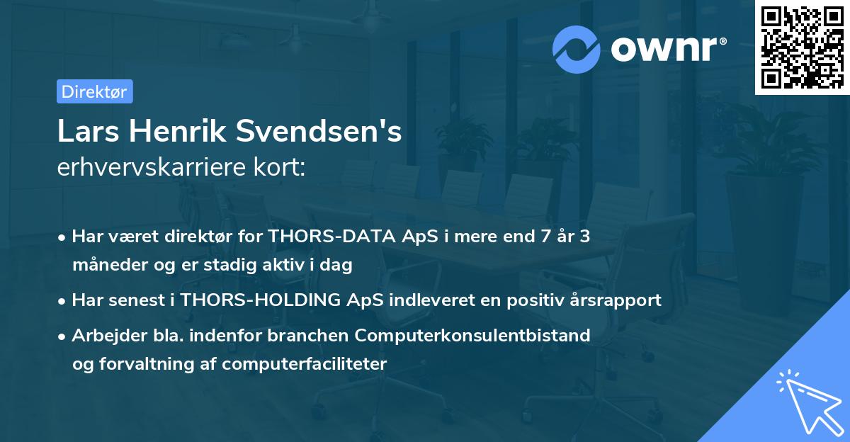 Lars Henrik Svendsen's erhvervskarriere kort