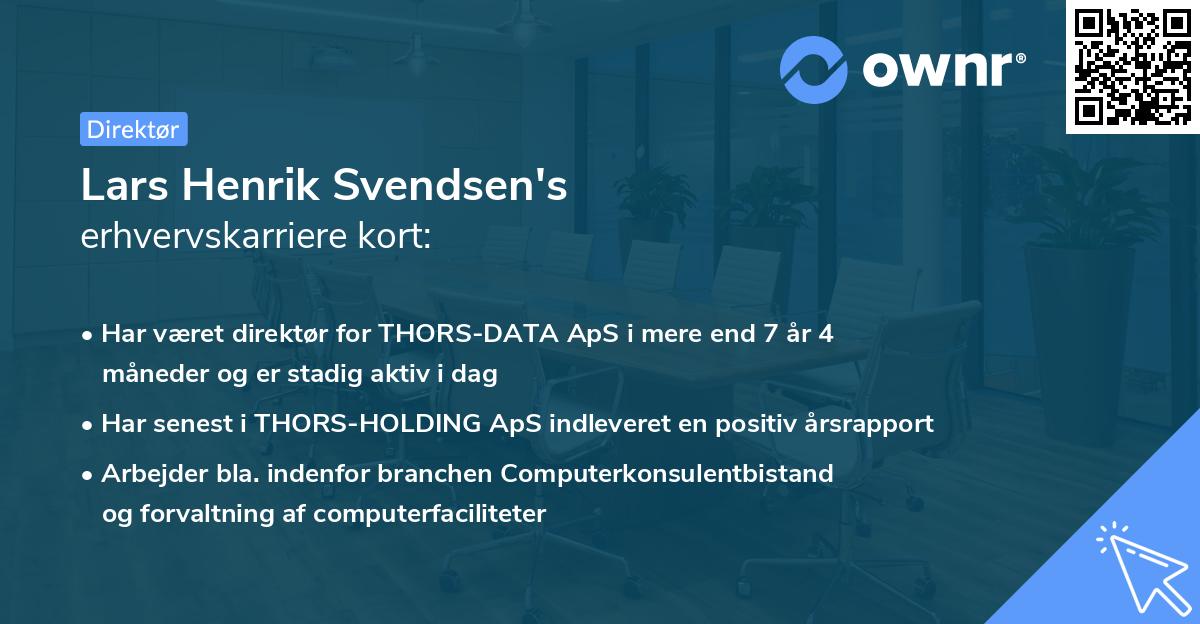 Lars Henrik Svendsen's erhvervskarriere kort