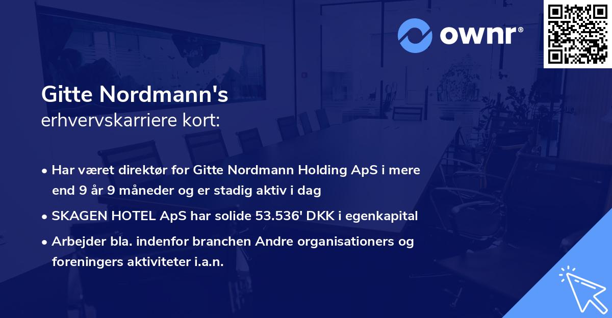 Gitte Nordmann's erhvervskarriere kort