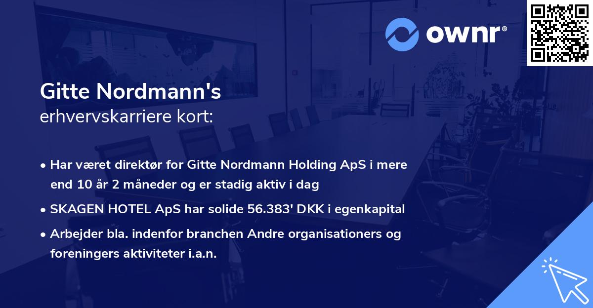 Gitte Nordmann's erhvervskarriere kort