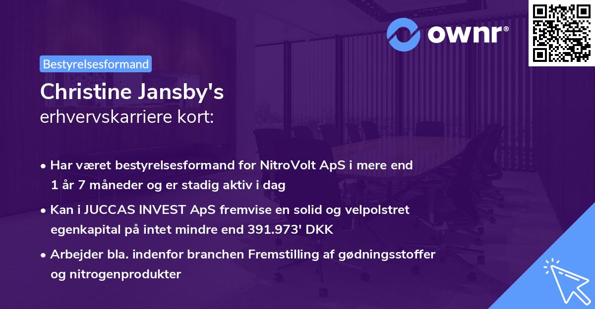 Christine Jansby's erhvervskarriere kort