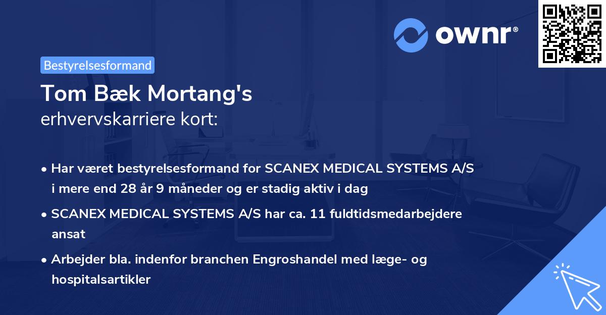 Tom Bæk Mortang's erhvervskarriere kort