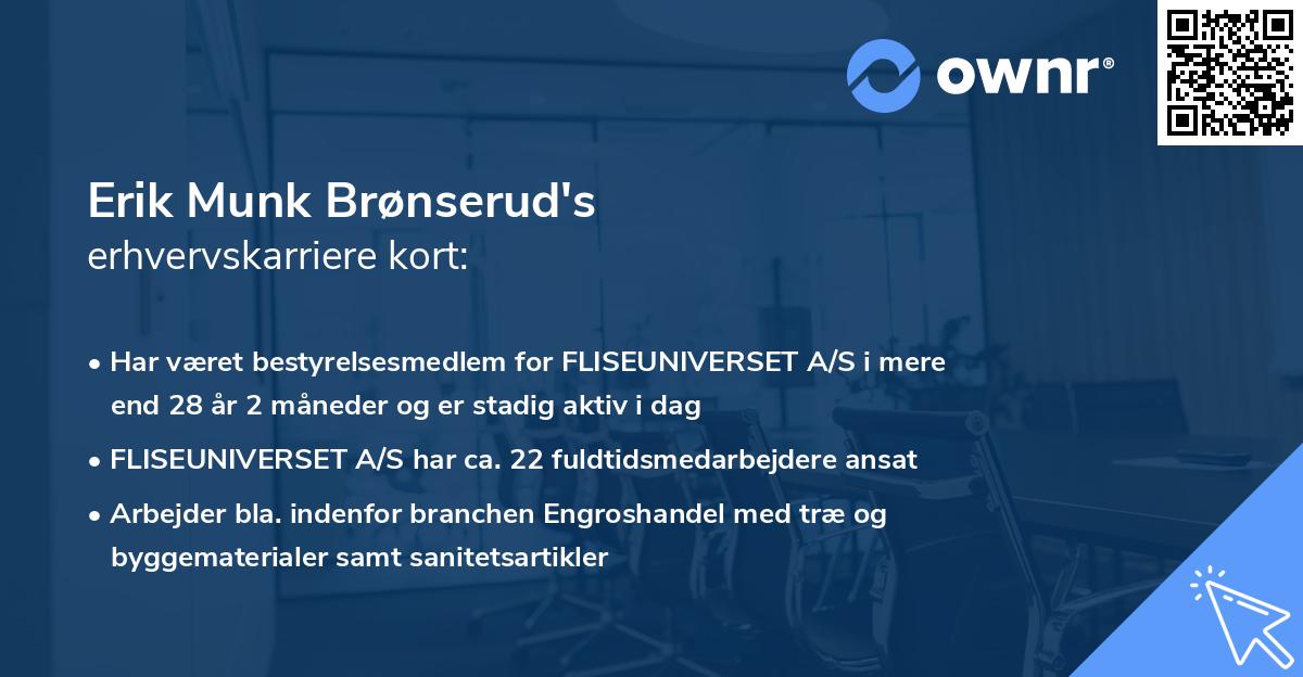 Erik Munk Brønserud's erhvervskarriere kort