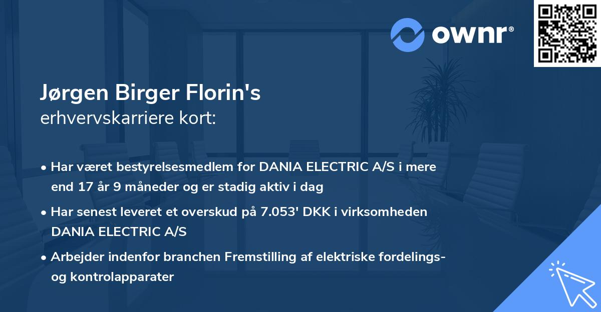 Jørgen Birger Florin's erhvervskarriere kort