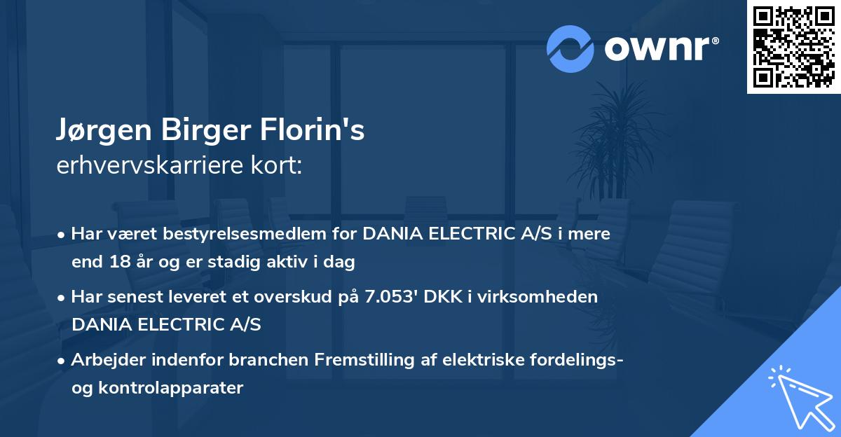 Jørgen Birger Florin's erhvervskarriere kort