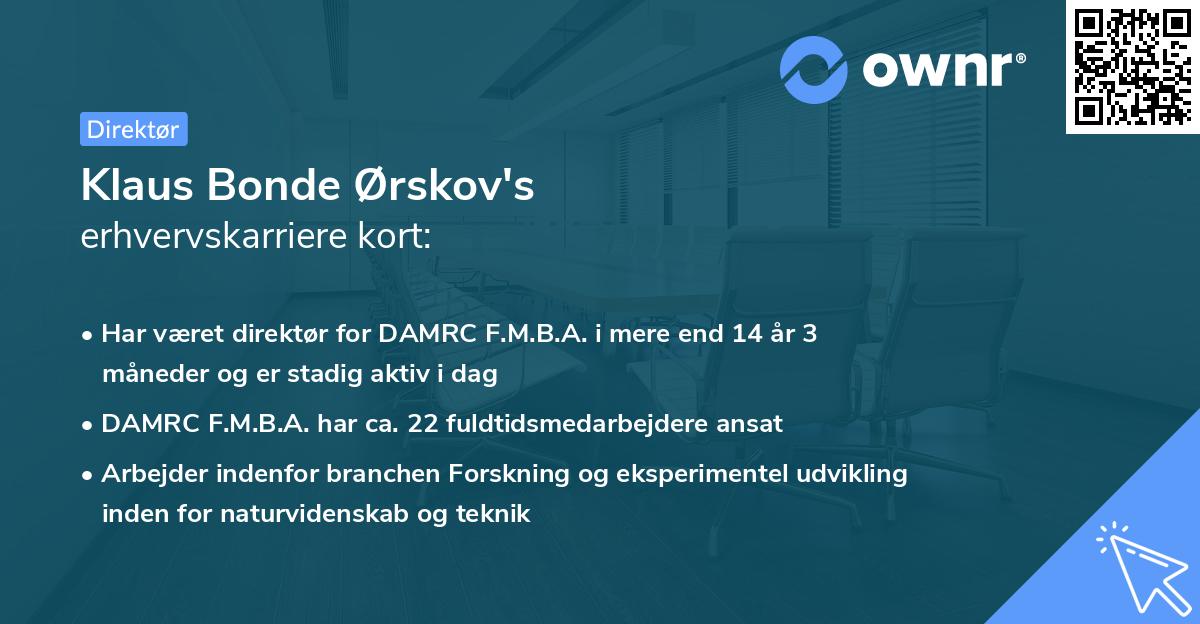 Klaus Bonde Ørskov's erhvervskarriere kort
