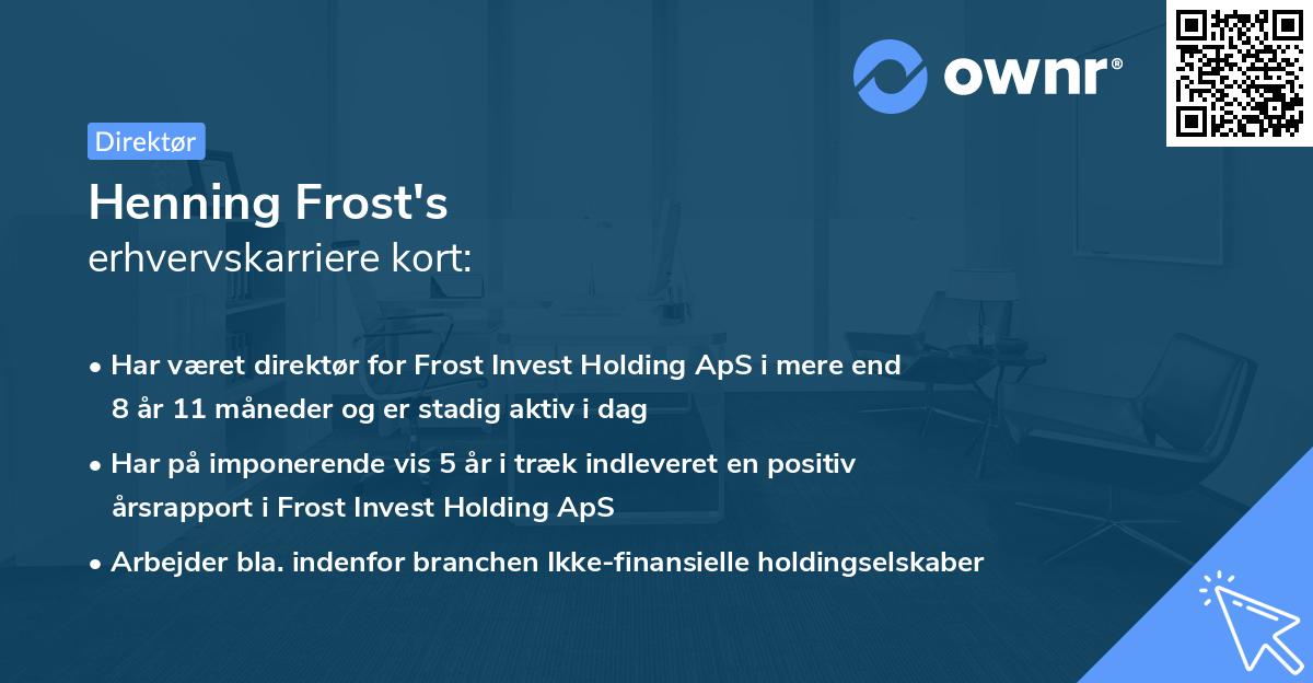 Henning Frost's erhvervskarriere kort