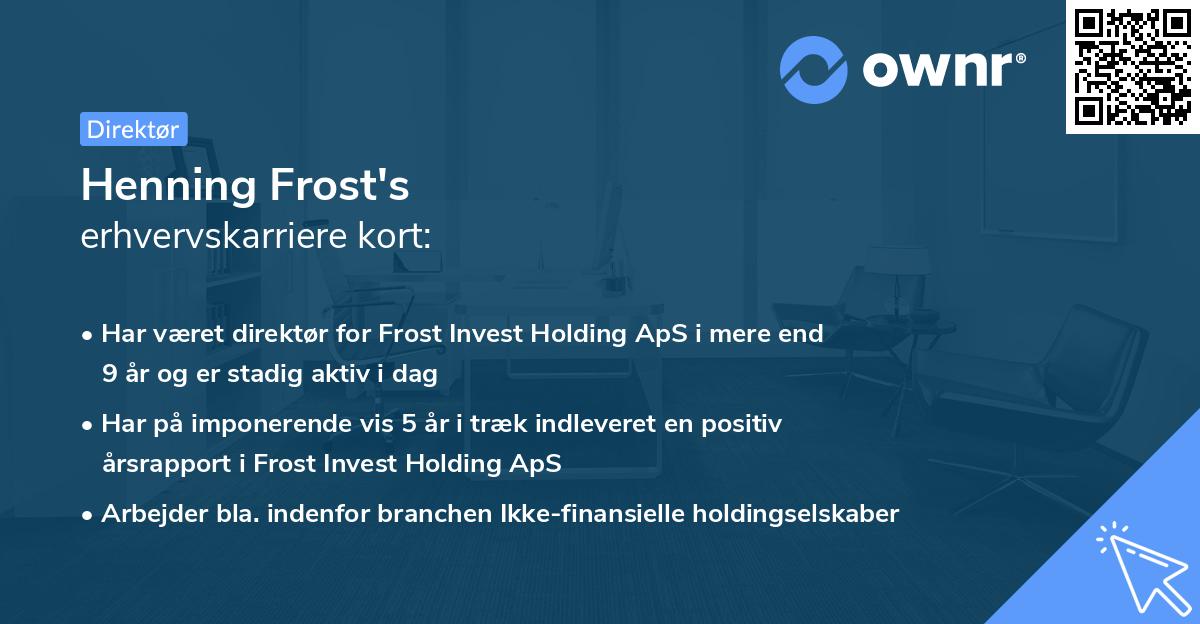 Henning Frost's erhvervskarriere kort