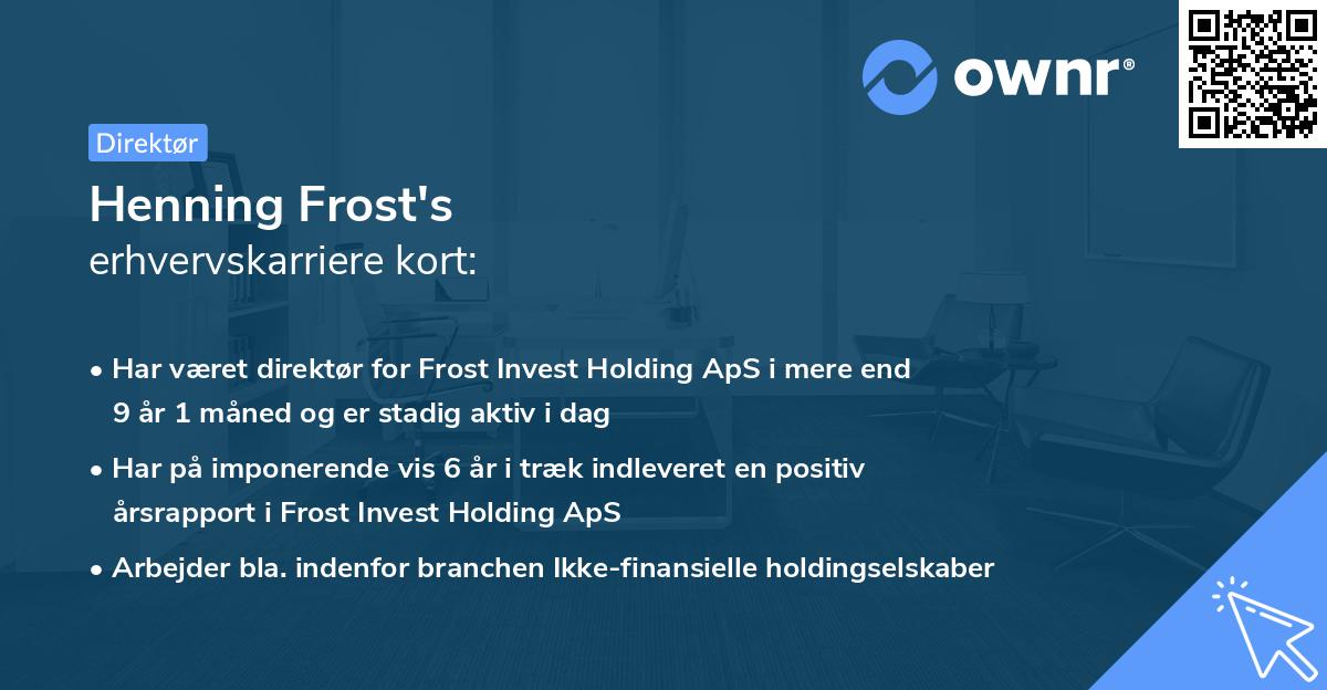 Henning Frost's erhvervskarriere kort