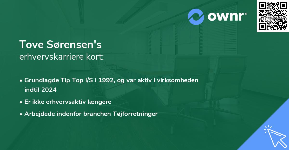 Tove Sørensen's erhvervskarriere kort