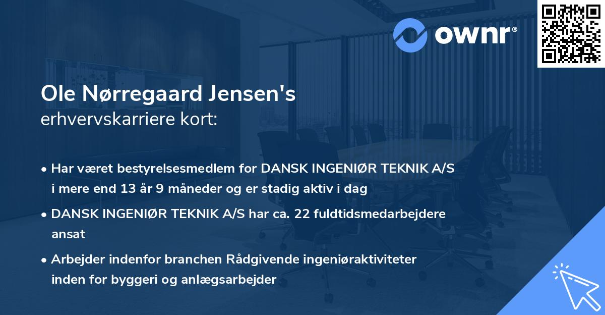 Ole Nørregaard Jensen's erhvervskarriere kort