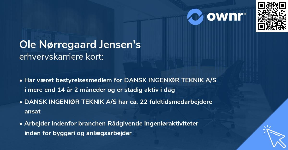 Ole Nørregaard Jensen's erhvervskarriere kort