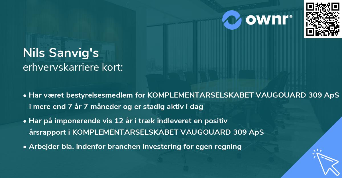 Nils Sanvig's erhvervskarriere kort