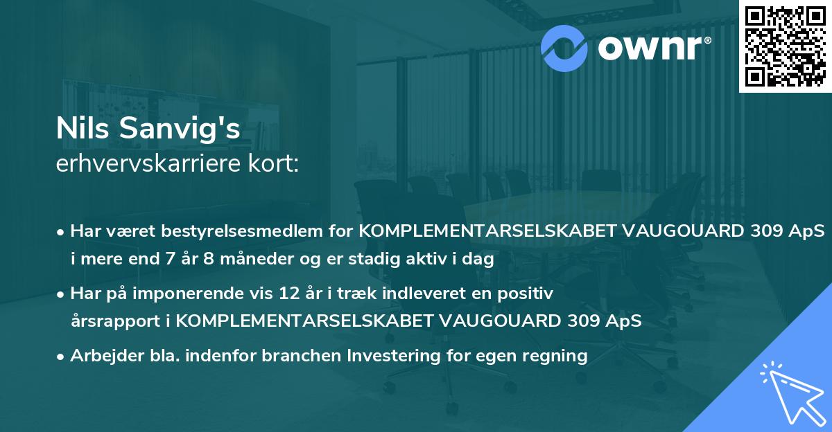 Nils Sanvig's erhvervskarriere kort