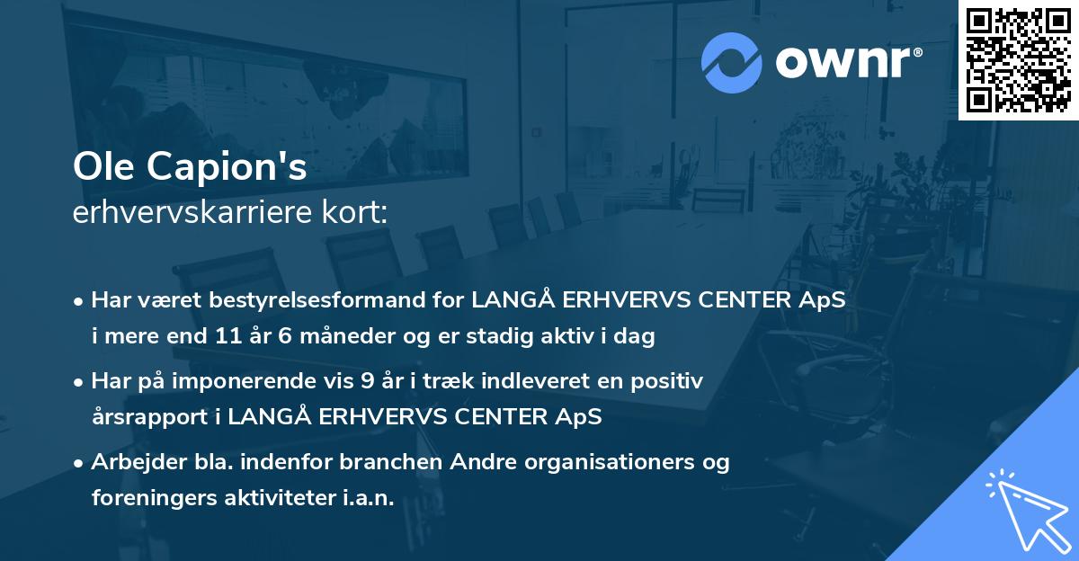 Ole Capion's erhvervskarriere kort