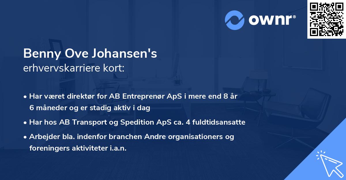 Benny Ove Johansen's erhvervskarriere kort