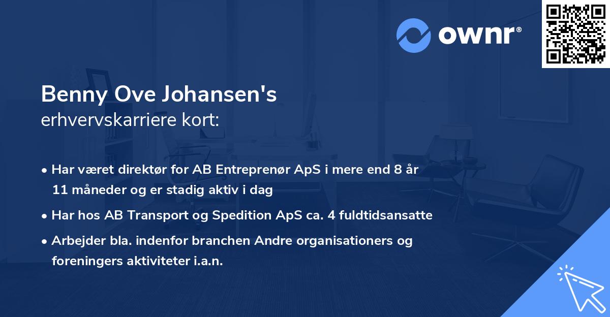 Benny Ove Johansen's erhvervskarriere kort