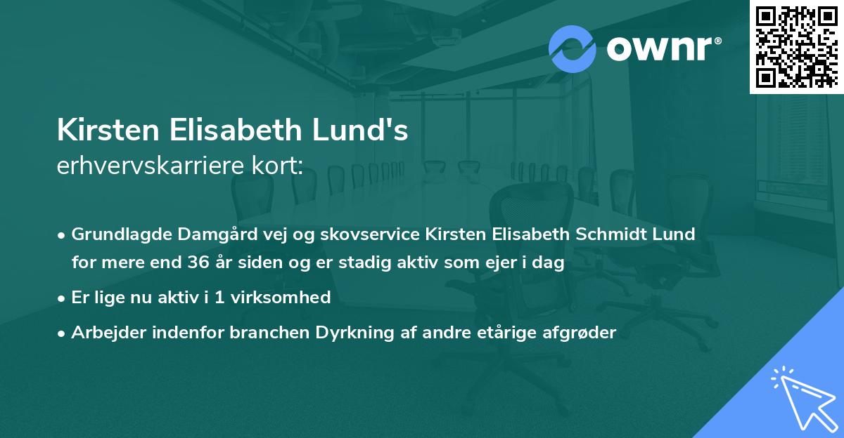 Kirsten Elisabeth Lund's erhvervskarriere kort