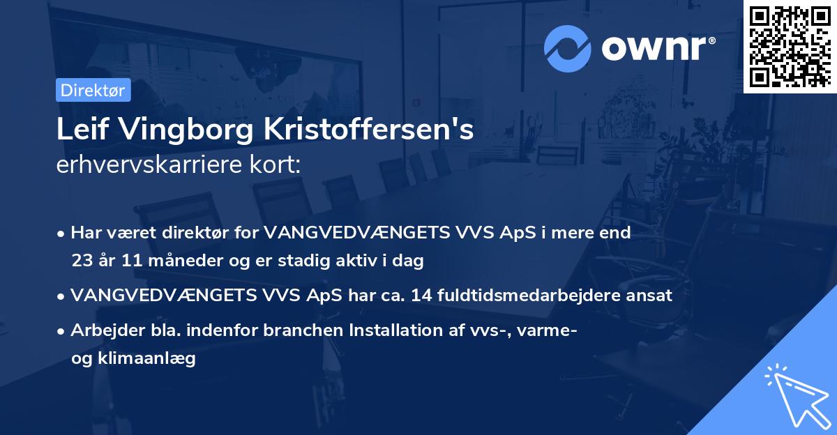 Leif Vingborg Kristoffersen's erhvervskarriere kort
