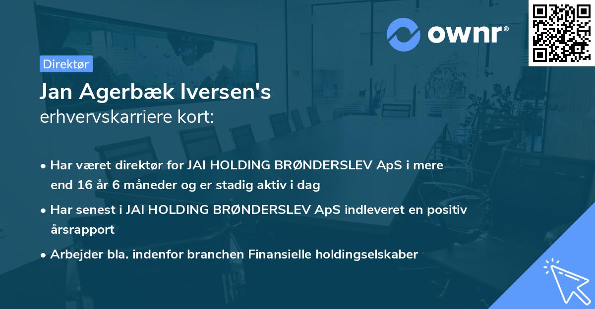Jan Agerbæk Iversen's erhvervskarriere kort