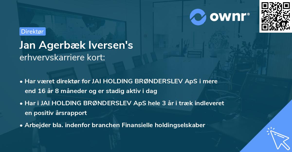 Jan Agerbæk Iversen's erhvervskarriere kort