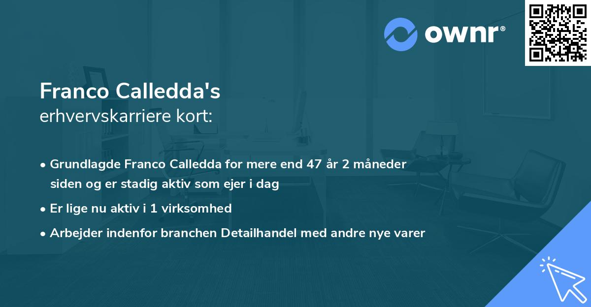 Franco Calledda's erhvervskarriere kort