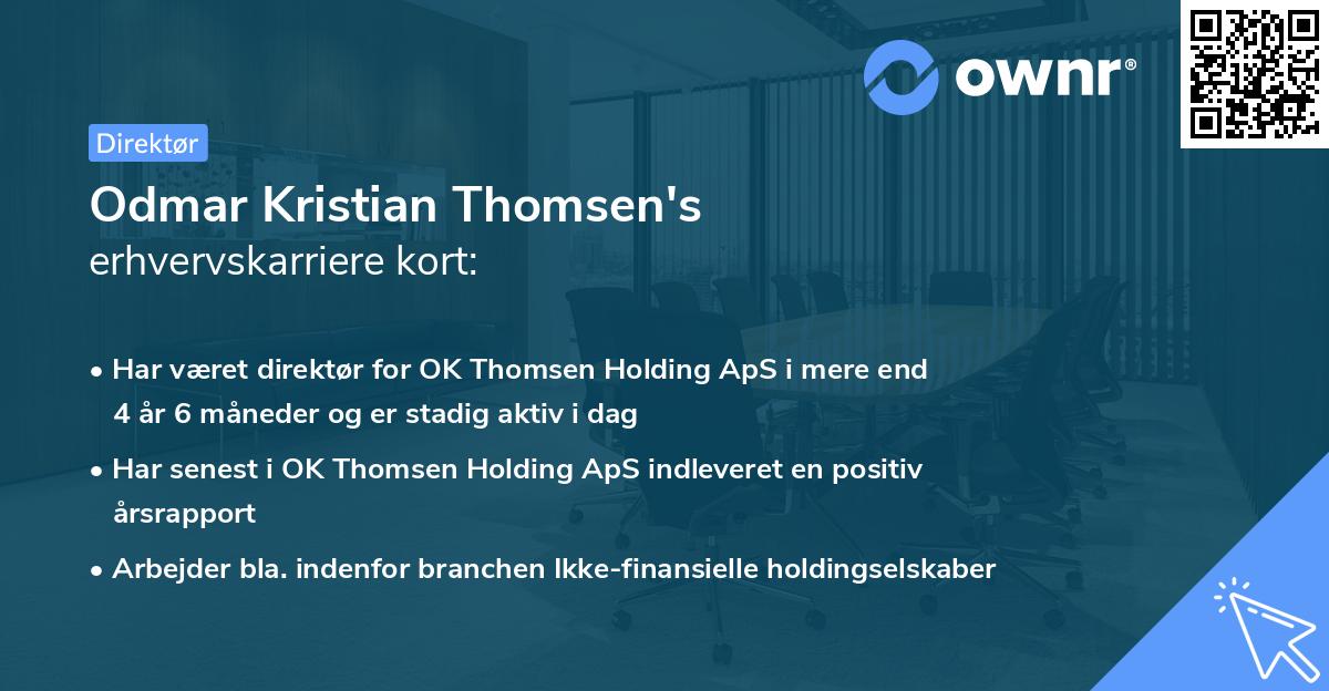 Odmar Kristian Thomsen's erhvervskarriere kort