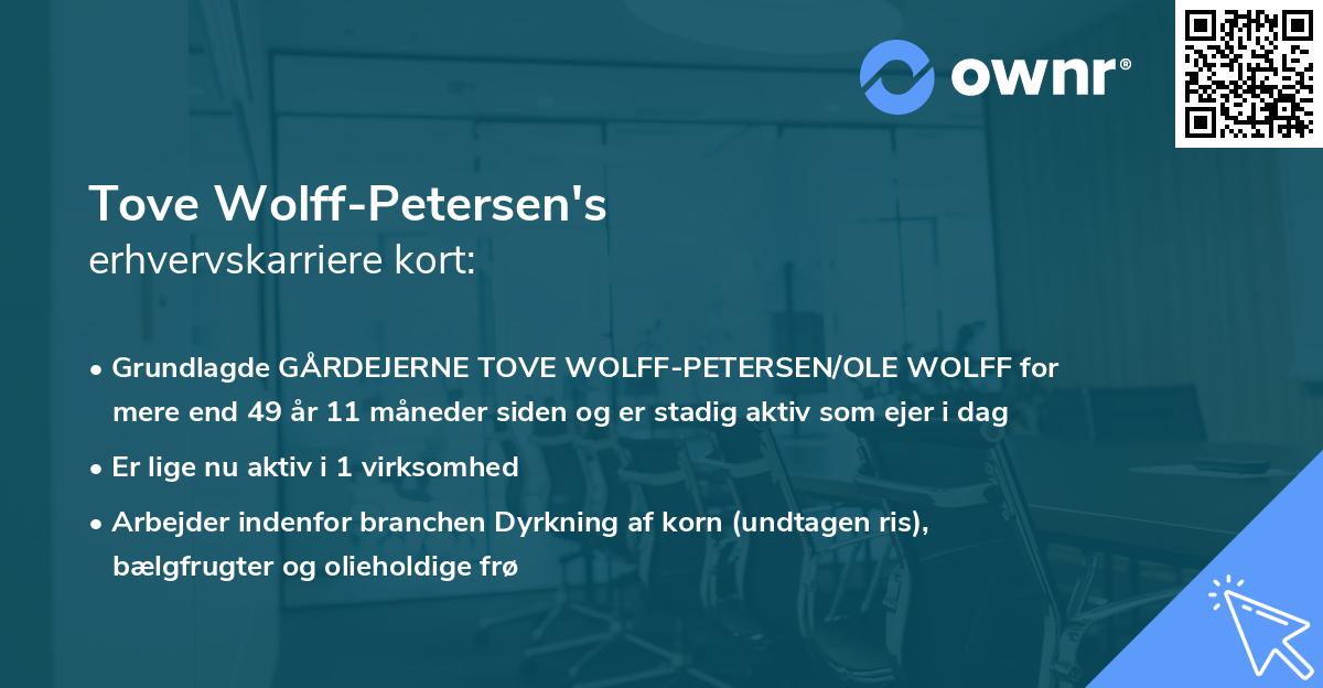 Tove Wolff-Petersen's erhvervskarriere kort