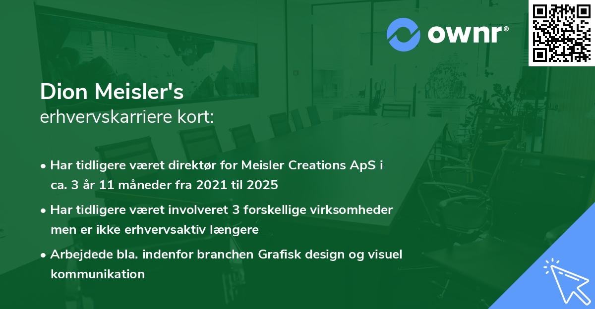 Dion Meisler's erhvervskarriere kort