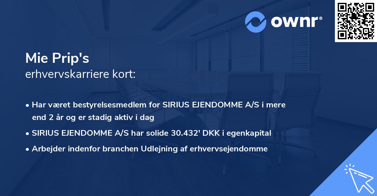 Mie Prip's erhvervskarriere kort