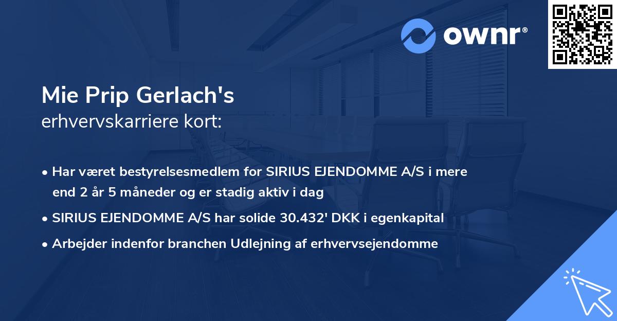Mie Prip Gerlach's erhvervskarriere kort