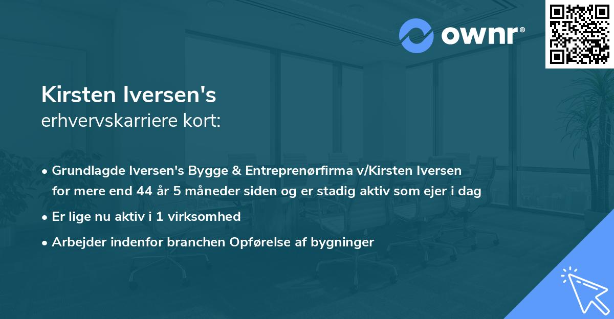 Kirsten Iversen's erhvervskarriere kort
