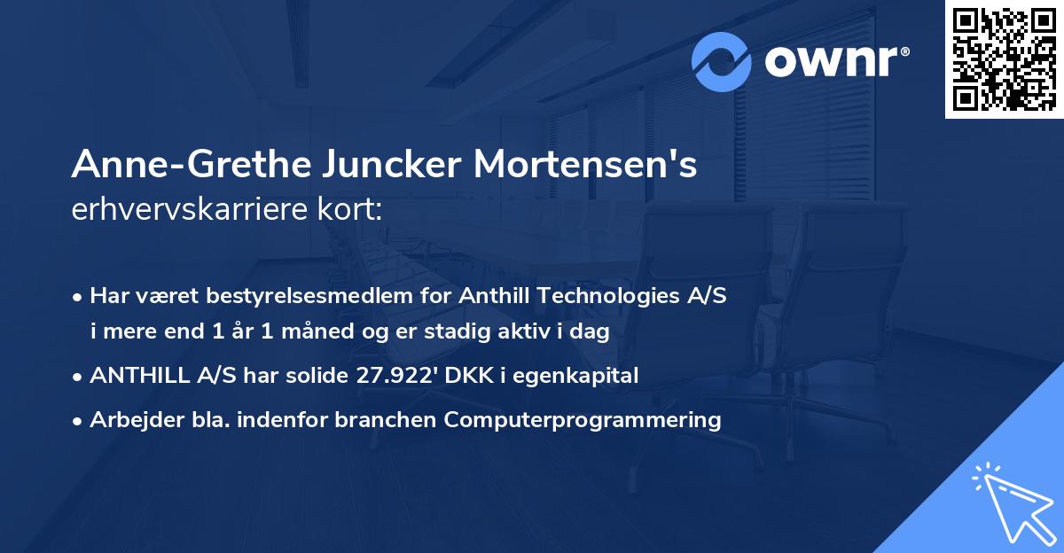 Anne-Grethe Juncker Mortensen's erhvervskarriere kort