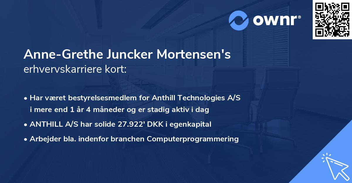Anne-Grethe Juncker Mortensen's erhvervskarriere kort