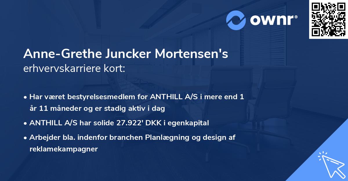 Anne-Grethe Juncker Mortensen's erhvervskarriere kort