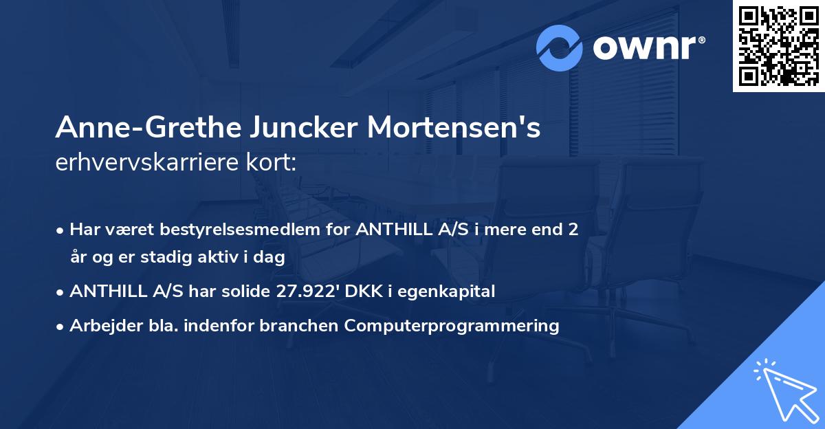 Anne-Grethe Juncker Mortensen's erhvervskarriere kort