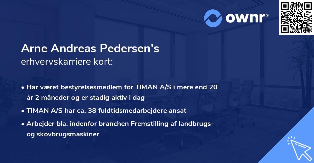 Arne Andreas Pedersen's erhvervskarriere kort