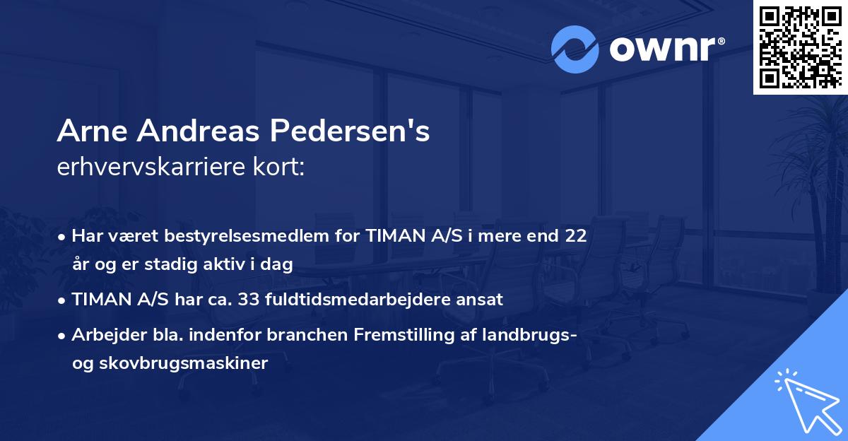 Arne Andreas Pedersen's erhvervskarriere kort