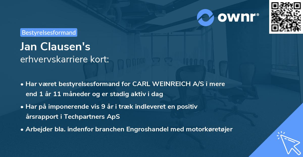 Jan Clausen's erhvervskarriere kort