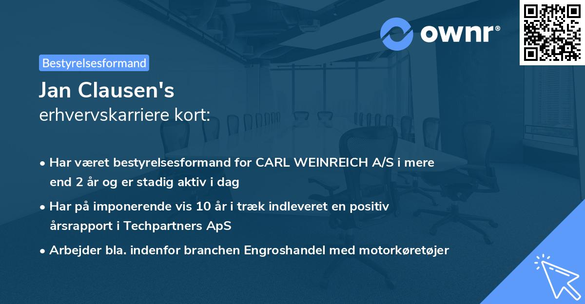 Jan Clausen's erhvervskarriere kort